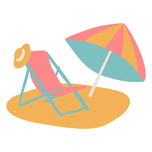 Cadeira de praia simples com guarda-chuva Desenho PNG