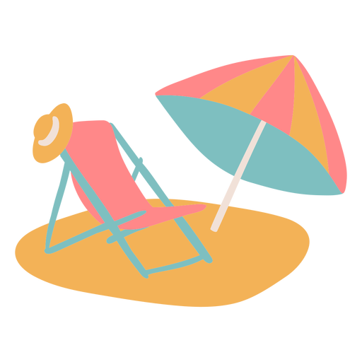 Simple beach chair with umbrella PNG Design