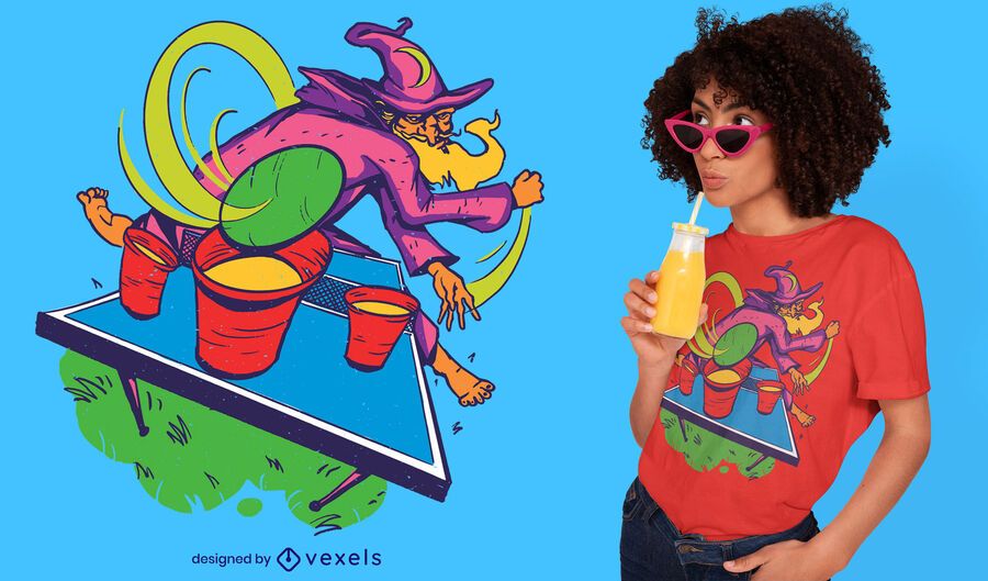 Wizard playing beer pong t-shirt design Wizard playing beer pong t-shirt design