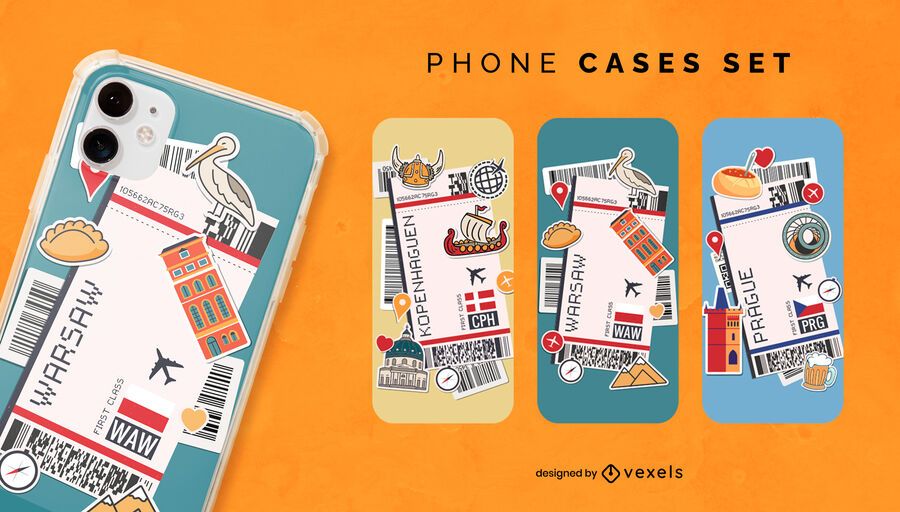 Boarding tickets phone case set Boarding tickets phone case set