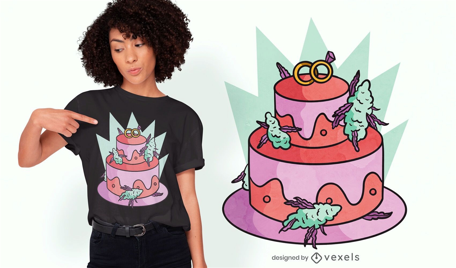 Cannabis wedding cake t-shirt design