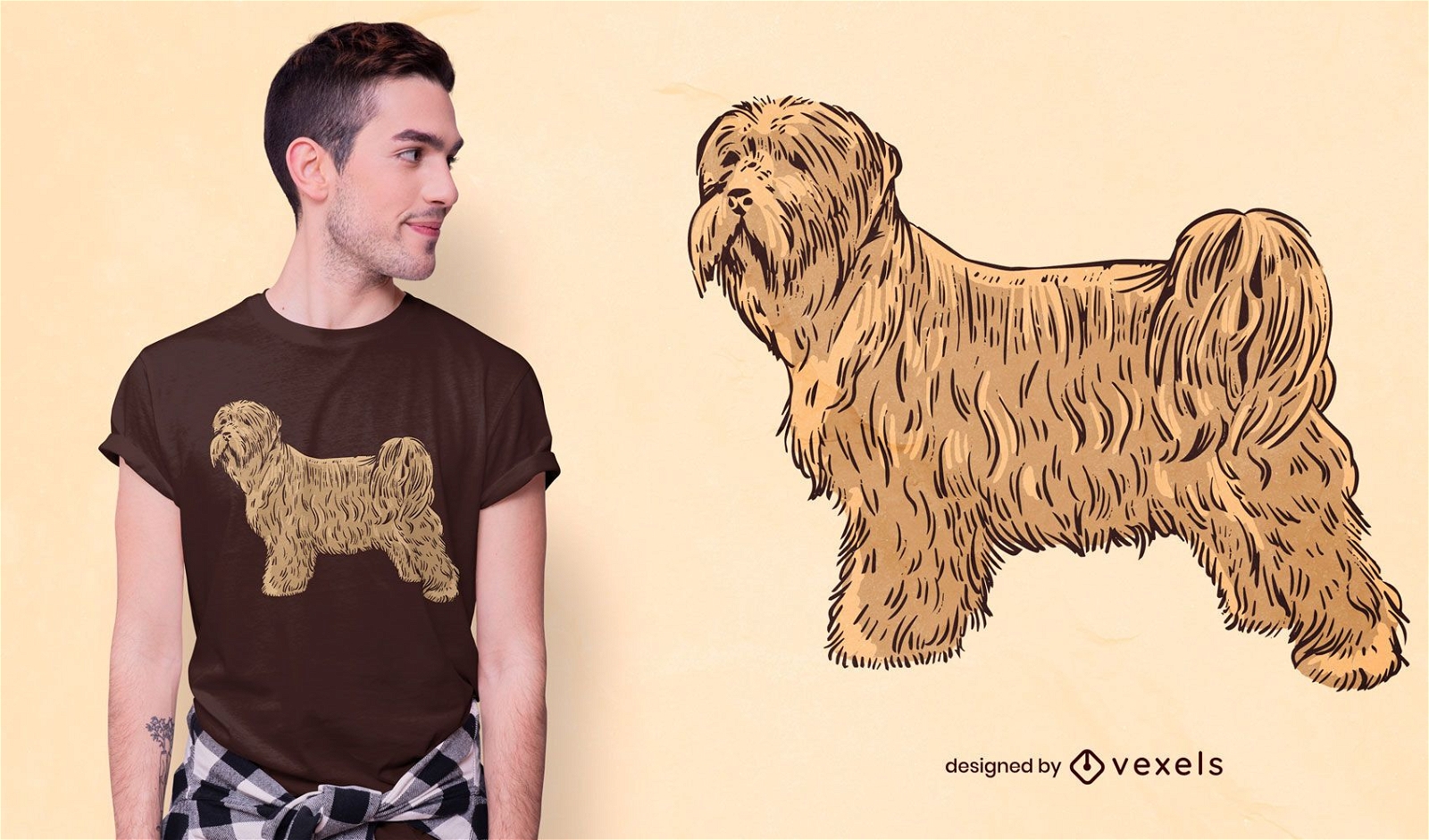Handgezeichnetes T-Shirt-Design des Terrier-Hundes