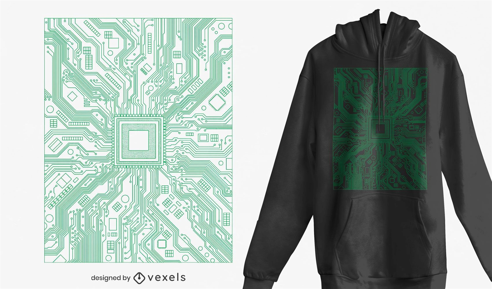 Design de t-shirt da placa de circuito do computador
