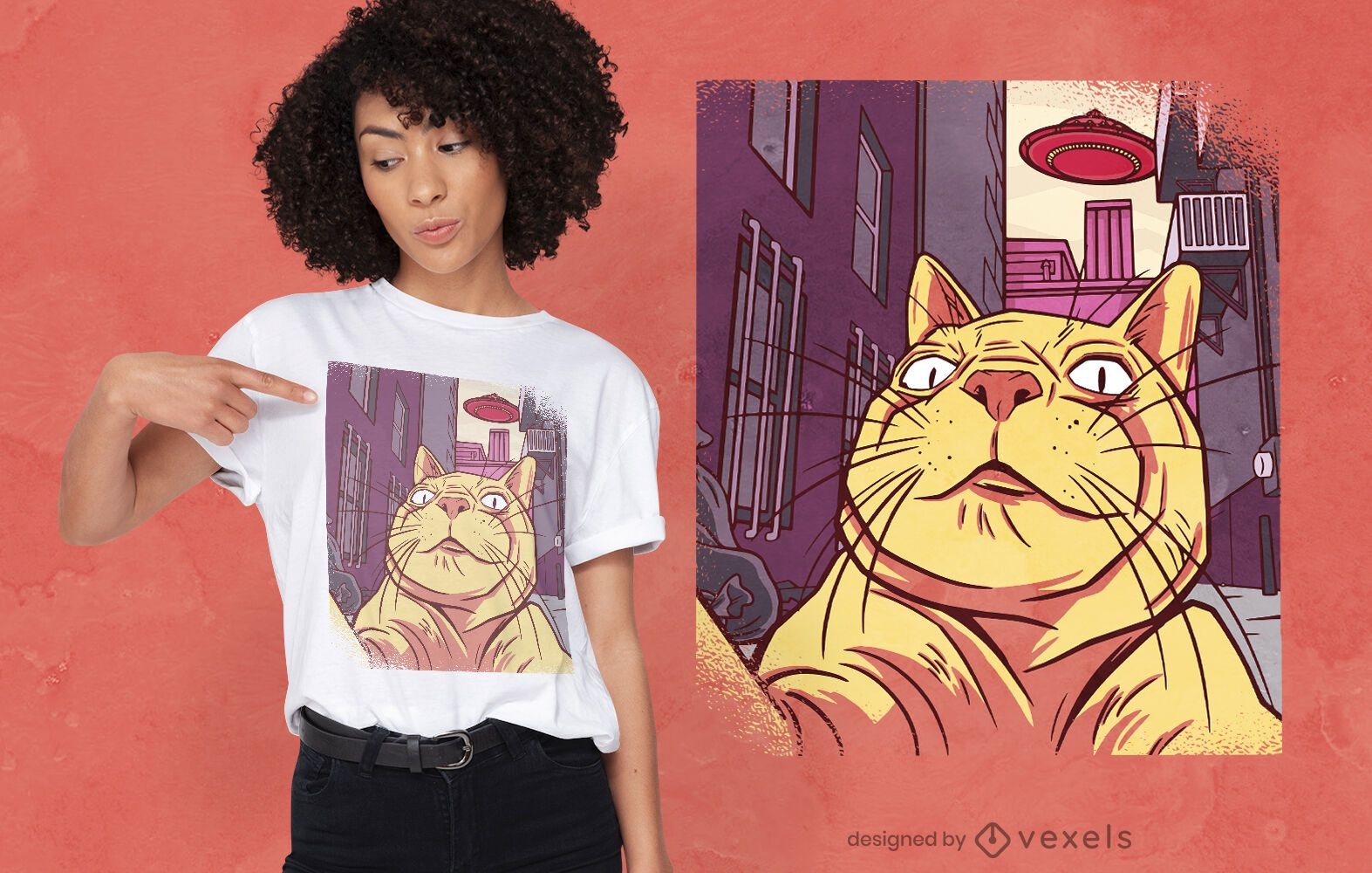 Design de t-shirt meme de selfie para gato