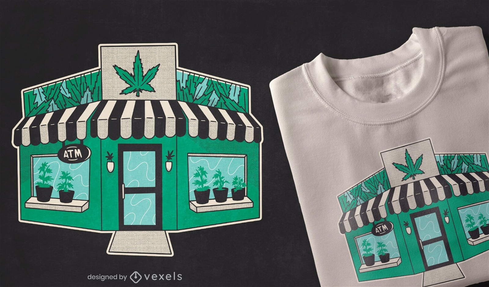 Diseño de camiseta de marihuana de tienda de cultivo.