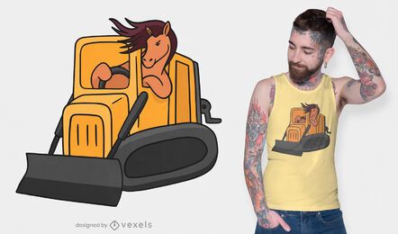 Pferd Bulldozer T-Shirt Design