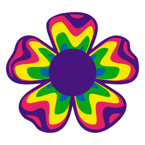 Colorful psychedelic color stroke flower PNG Design