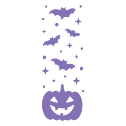 Bats and jack-o'-lantern silhouettes banner Transparent PNG