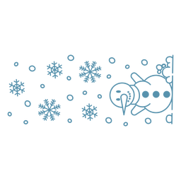 Snowman and snowflakes banner stroke PNG Design