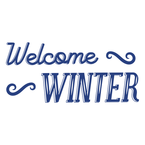 Insignia de texto de letras de invierno de bienvenida
