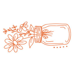 Flores dibujadas a mano en tarro Diseño PNG