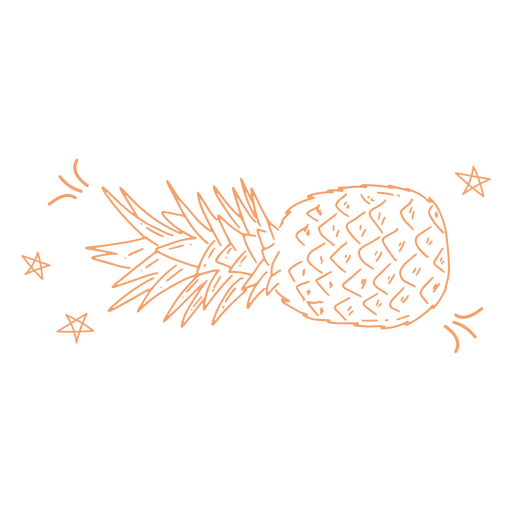 Hand drawn detailed pineapple with stars PNG Design