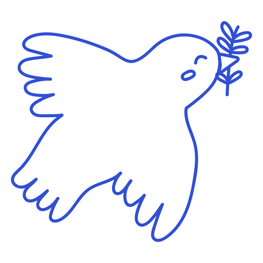 Cute flying peace dove stroke PNG Design