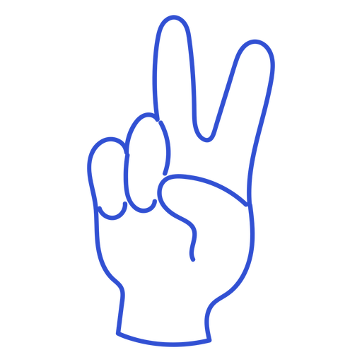 Stroke V sign hand PNG Design