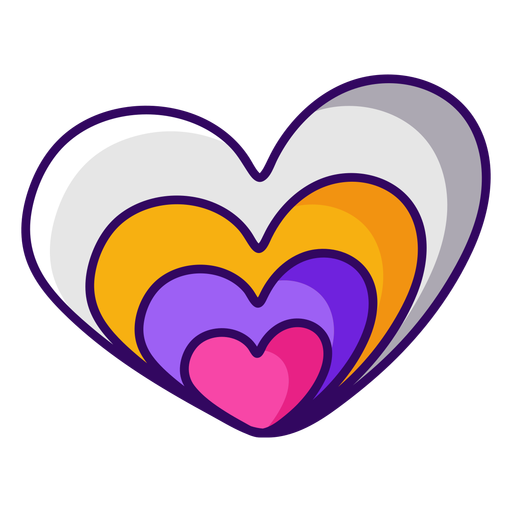 Hearts inside of heart color stroke PNG Design