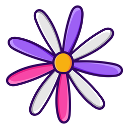 Thin petals color stroke flower  PNG Design