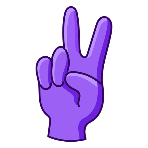 Color stroke V sign hand PNG Design