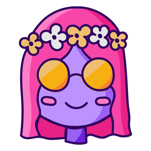 Color stroke hippie girl head PNG Design
