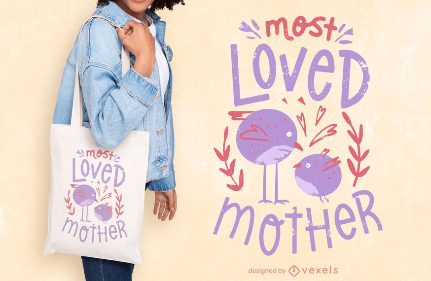 Diseño de bolsa de asas con cita del día de la madre Diseño de bolsa de asas con cita del día de la madre
