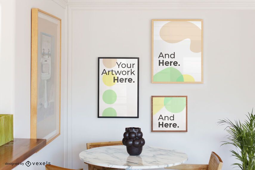 Dining room artwork frames mockup Dining room artwork frames mockup