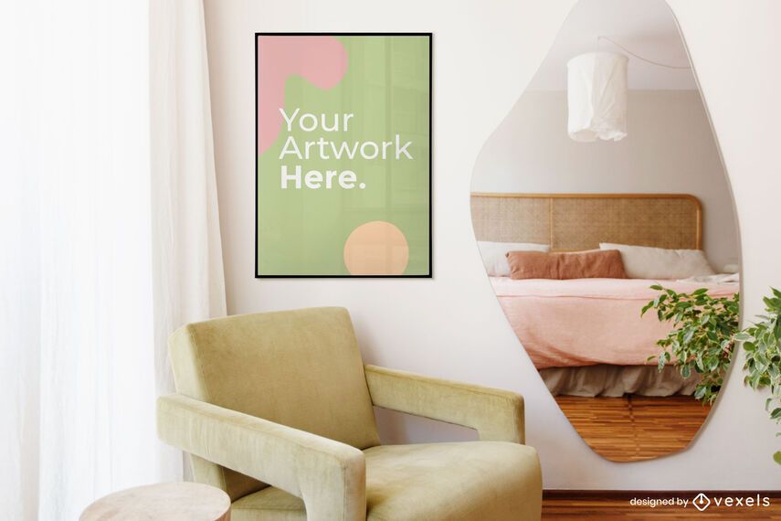 Bedroom artwork frame mockup Bedroom artwork frame mockup