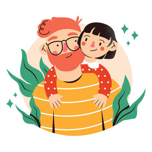 Father and daughter flat cute  PNG Design