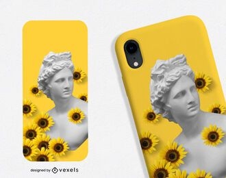 Griechische Statue Sonnenblumen Telefon Fall Design