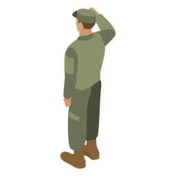 Army soldier salute back flat PNG Design