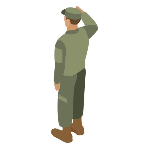 Soldado del ejército saluda hacia atrás plana Diseño PNG