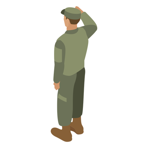 Soldado do exército batendo continência de volta Desenho PNG