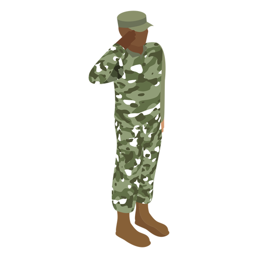 Saludo de soldado del ejército plano