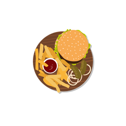 Burger Fries Onion Illustration PNG & SVG Design For T-Shirts