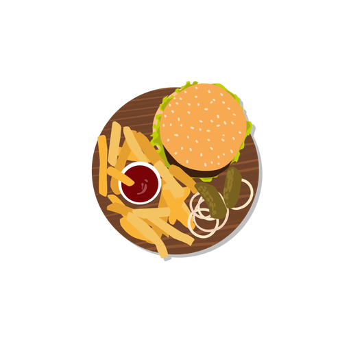 Burger fries onion illustration PNG Design