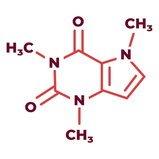 Emblema da molécula de cafeína Desenho PNG