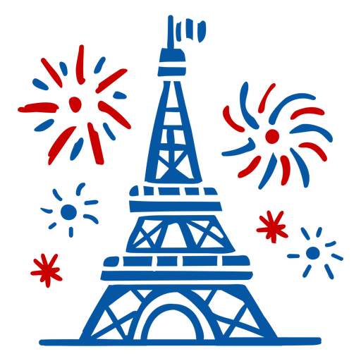 Doodle de celebração da Torre Eiffel Desenho PNG