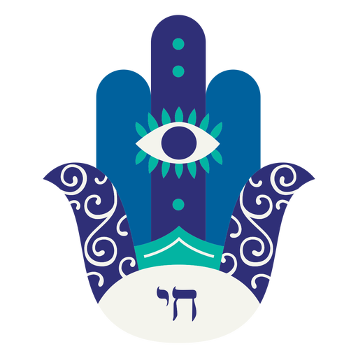 Eye Hamsa mão Chai plana Desenho PNG