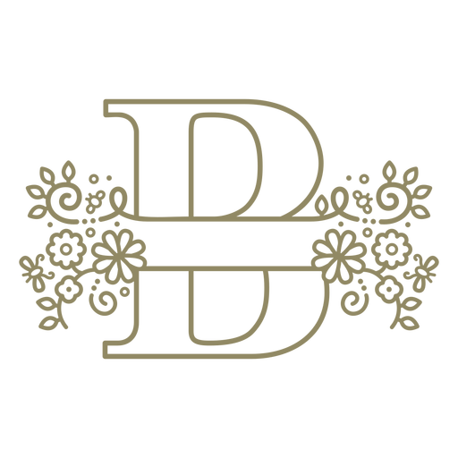 Trazo floral de la letra mayúscula B Diseño PNG