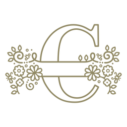 Floral capital letter C stroke PNG Design