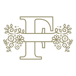 Traço floral F maiúsculo Desenho PNG