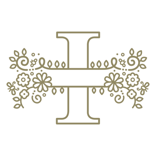 Letra mayúscula floral I trazo Diseño PNG