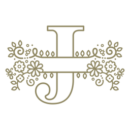 Floral capital letter J stroke PNG Design