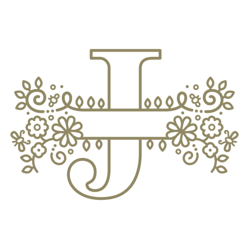 Floral capital letter J stroke PNG Design