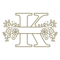 Traço floral K maiúsculo Desenho PNG