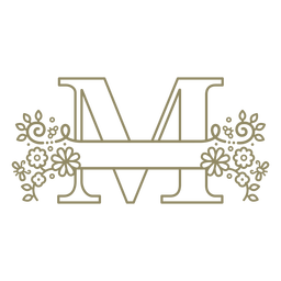 Trazo de letra mayúscula floral M Diseño PNG