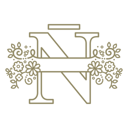 Floral capital letter N tilde stroke PNG Design