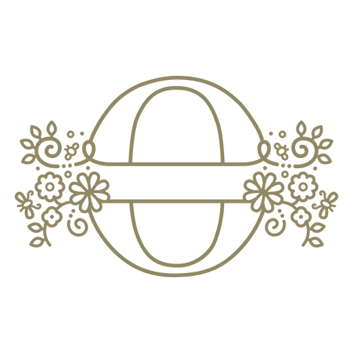 Letra mayúscula floral O trazo Diseño PNG