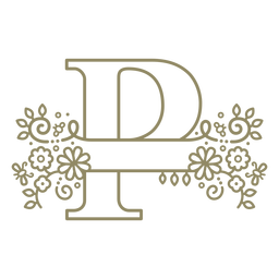 Floral capital letter P stroke PNG Design