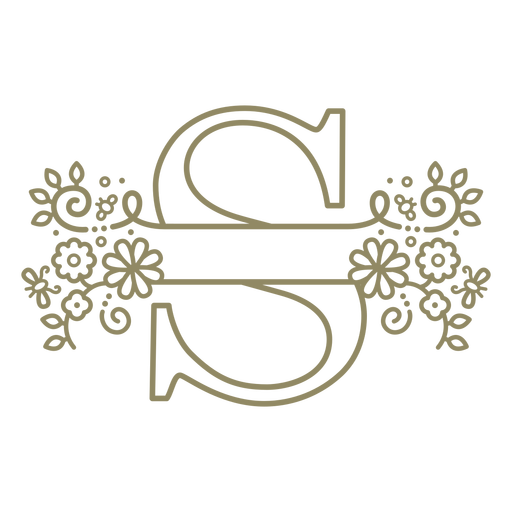 Trazo floral de la letra mayúscula S Diseño PNG