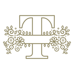 Trazo floral de la letra mayúscula T Diseño PNG