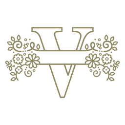 Traço floral em V maiúsculo Desenho PNG